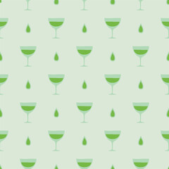 Vermouth glass seamless pattern, great design for any purposes. Doodle style. Hand drawn image. Color repeat template. Party drinks concept. Freehand drawing. Cartoon sketch graphic draft