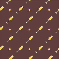 Fototapeta premium Champagne glass seamless pattern, great design for any purposes. Doodle style. Hand drawn image. Color repeat template. Party drinks concept. Freehand drawing. Cartoon sketch graphic draft