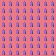 Liquor bottles seamless pattern. Line art style. Outline image. Color repeat template. Party drinks concept. Illustration on background. Flat design style for any purposes