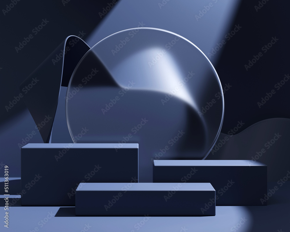 Poster 3d rendering abstract blue platform podium product presentation backdrop