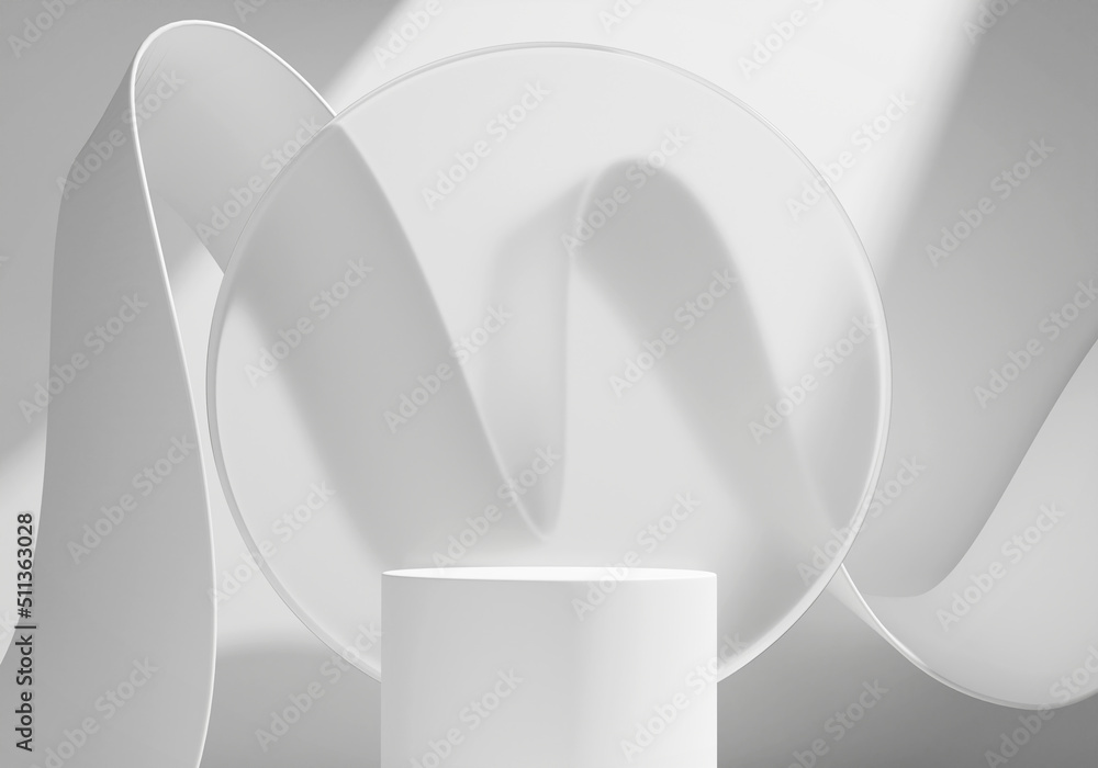Poster abstract white platform podium showcase for product display 3d rendering