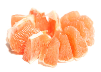 Grapefruit slices isolated on a white background