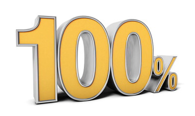 100% 3d. Hundred percent 3d isolated on white Background. Percentage, sale Concept. 3D rendering.