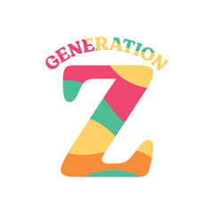 Gen Z, Generation Z, 2000's Kid, Future Generation, New Gen, Kids Logo, 2020 Vector Text Illustration Background