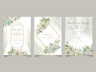 Elegant wedding invitation white flowers design