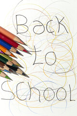 Back to school background with materials from above