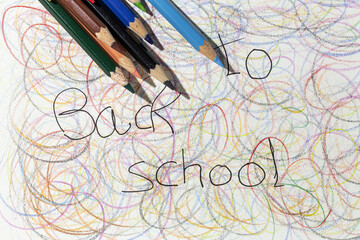 Fototapeta na wymiar Back to school background with materials from above