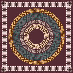 Greek key pattern, frames collection. Decorative ancient meander, greece border ornamental set with repeated geometric motif. Vector EPS10.