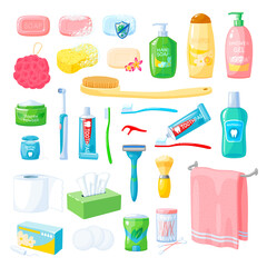 Set of personal care, vector illustration icon collection on white background.
