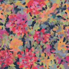 Seamless bright floral patterns made in the style of impressionism. multicolor free strokes hand-drawn expressive. Juicy bright fashionable summer trend. Gorgeous bright flowers painted by hand