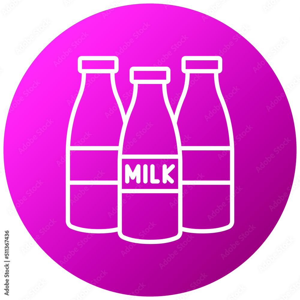 Sticker milk bottles icon style