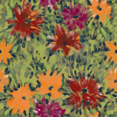 Seamless bright floral patterns made in the style of impressionism. multicolor free strokes hand-drawn expressive. Juicy bright fashionable summer trend. Gorgeous bright flowers painted by hand