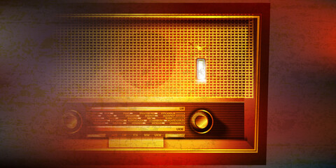 abstract background with retro radio on brown - 511367467