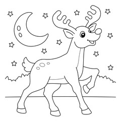 Christmas Reindeer Coloring Page for Kids