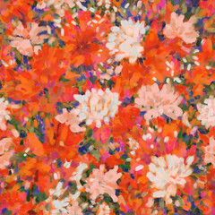 Seamless bright floral patterns made in the style of impressionism. multicolor free strokes hand-drawn expressive. Juicy bright fashionable summer trend. Gorgeous bright flowers painted by hand