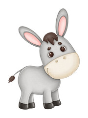 Cute watercolor donkey