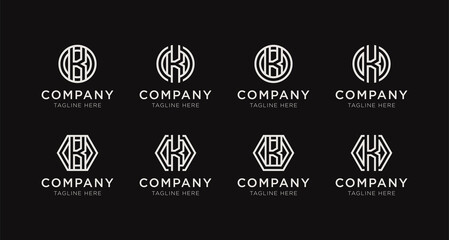 Set of letter K monogram logo design bundle. The logo can be used for any company business