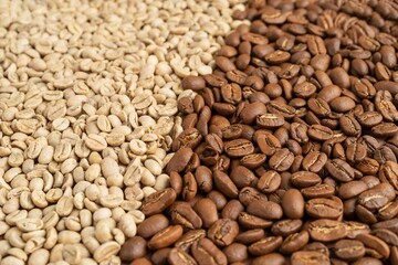Top view Close up coffee beans