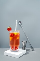 Close up foods cocktails tall glass