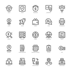 Fintech icon pack for your website design, logo, app, UI. Fintech icon outline design. Vector graphics illustration and editable stroke.
