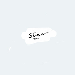 it's summer time, creative illustration, lettering on blue background.