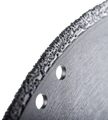 saw metal disc close-up on a white background