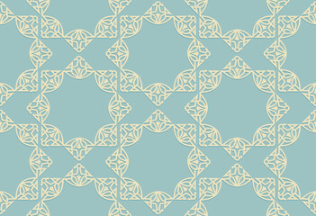 Abstract seamless pattern. Stylish brocade ornament with geometric shapes. Floral ornamental texture. Artistic backdrop in arab orient textile style.