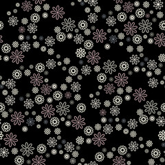 Vector seamless floral pattern for textile design on a black background multicolored small flowers.