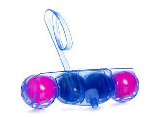 Toilet balls cleaner on white background isolation