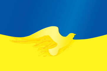 PrintUkraine flag with peace dove symbols. Stay with peace. Flag of Ukraine with shape of a dove of peace. The concept of no war, peace in Ukraine.