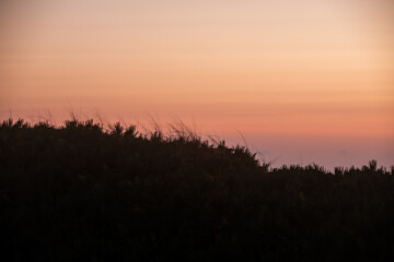 Praia dEl Rey and the Atlantic Ocean, Portugal at sunset 