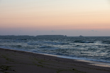 Praia dEl Rey and the Atlantic Ocean, Portugal at sunset 