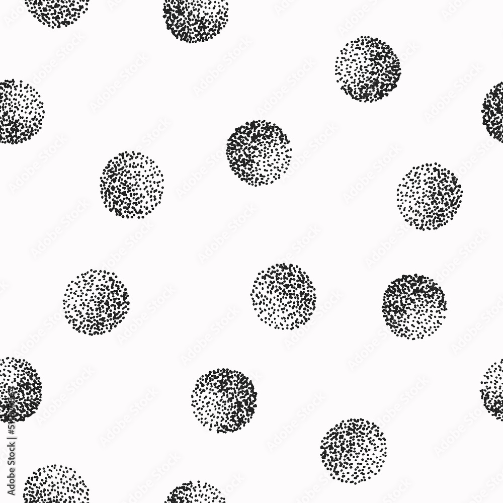Poster Seamless pattern with color dotted circles