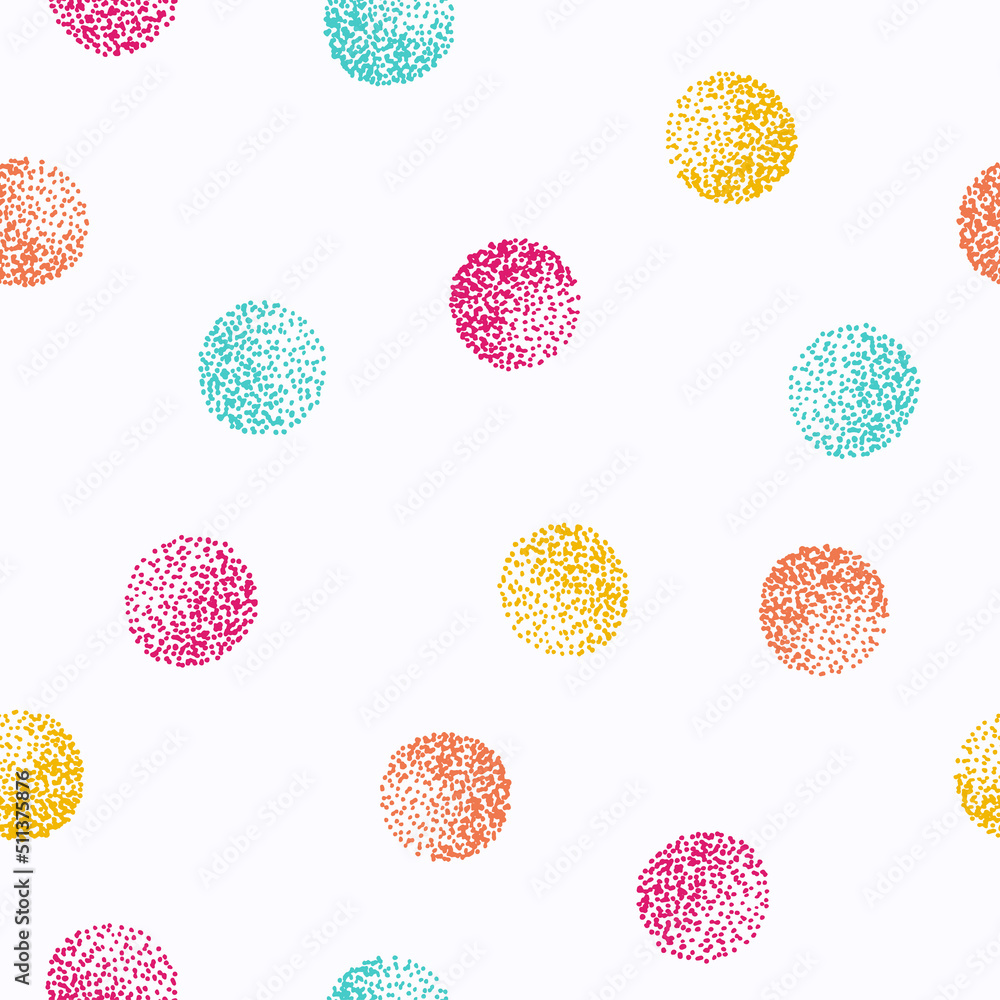 Poster Seamless pattern with color dotted circles