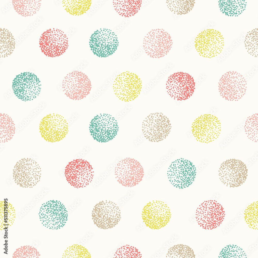 Poster Seamless pattern with color dotted circles