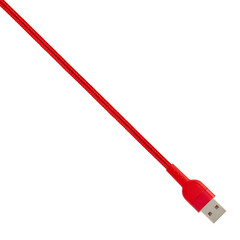 connector with USB cable, red, isolated on white background