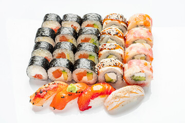 sushi set on the white background