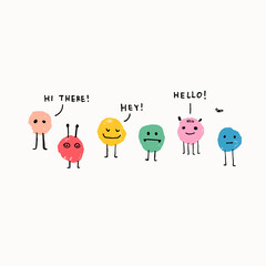 Cute little monsters family. Hand drawn illustration