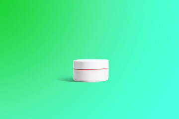 Container with cream on the background. Concept of using body creams, personal care. Care for the skin, empty containers to refill the contents.