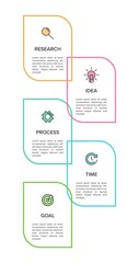 Vertical infographic design with icons and 5 options or steps. Thin line. Infographics business concept. Can be used for info graphics, flow charts, presentations, mobile web sites, printed materials.