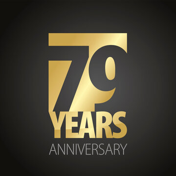 79 Years Anniversary negative space numbers gold black logo icon banner