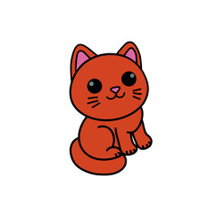 Obraz na płótnie Canvas Vector cartoon Red Kitten for greeting cards, invitations, banners, web. Icon Illustration, minimal design. Cute Red Kitten Doing Different Activities. Adorable Pet Animal 