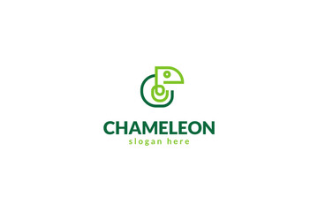 Flat chameleon logo design template
