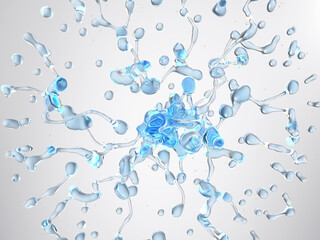 splashes of blue liquid