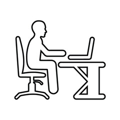 Fototapeta na wymiar Desk, work, busy, working line icon. Outline vector.