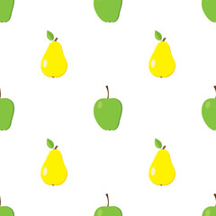 vector summer seamless pattern with apples and pear