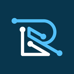 Initial Letter R logo Connected circle symbol. Design Template Element