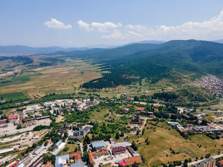 Fototapeta na wymiar Aerial view of famous spa resort of Velingrad, Bulgaria