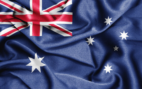 Close up of ruffled flag of australia