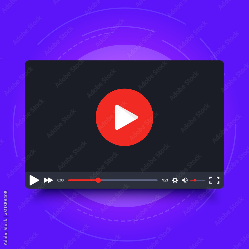Poster video player frame. video player interface screen. video player frame in cartoon design style. isola
